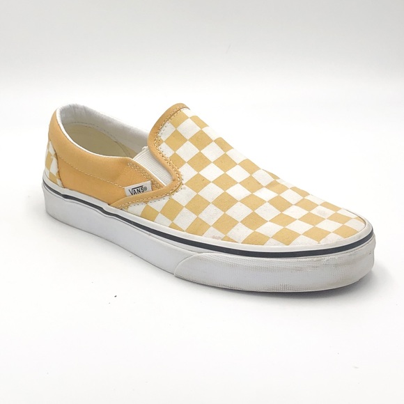 Vans Shoes - Yellow Checkered Slip on Vans